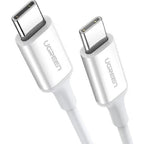 كابل UGREEN USB-C إلى USB-C PD بقدرة 60 واط وطول 1.5 متر أبيض