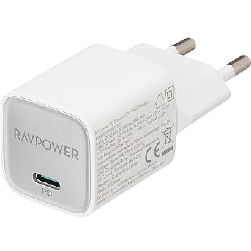 شاحن حائط RAVPower GaN PD بقدرة 25 واط أبيض
