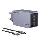 شاحن حائط UGREEN سريع 100 واط مع كابل USB-C بطول 1 متر CD319 أسود