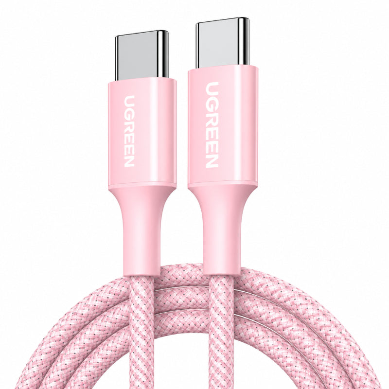 كابل UGREEN USB-C إلى USB-C PD بقدرة 60واط وطول 1متر 65124 وردي
