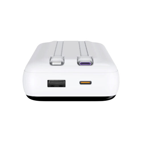 باور بانك Rsilou بسعة 20000 مللي أمبير 22.5 واط مع كابلين USB-C وLightning مدمجين، R1013-002 أبيض