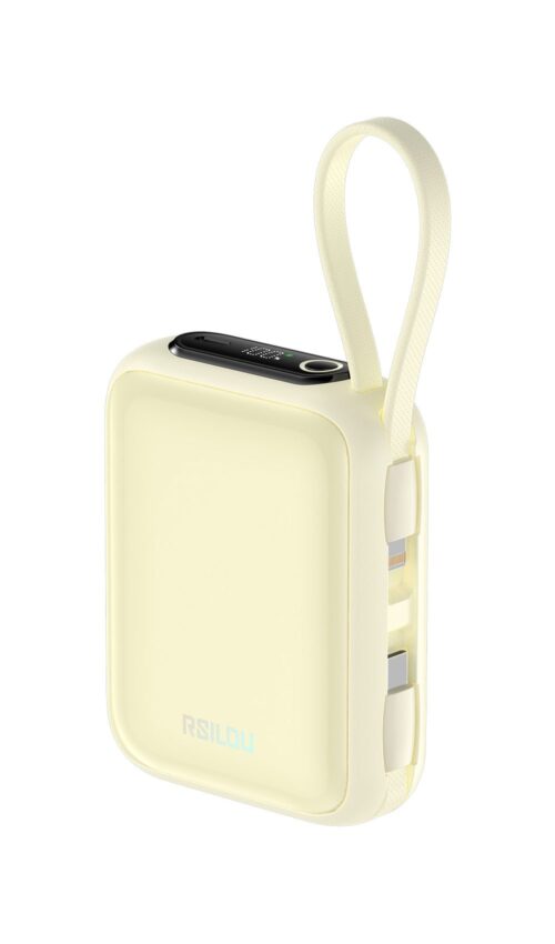 RSILOU 20000mAh 22.5W Power Bank with Built-in Type-C & Lightning Cables, LED Display R1029-001