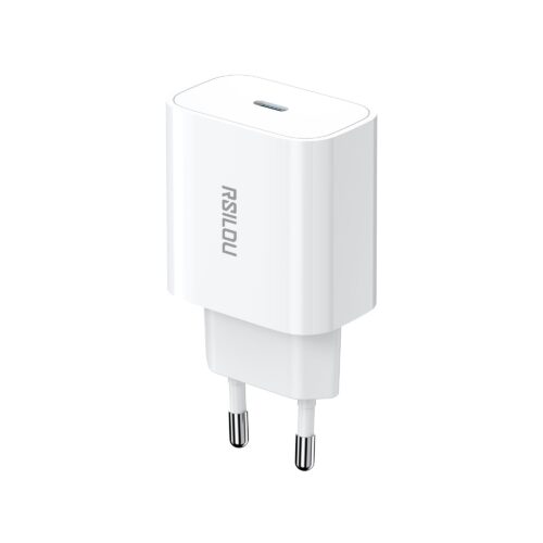 شاحن حائط RSILOU USB Type-C GaN شحن فائق السرعة 20 وات أبيض