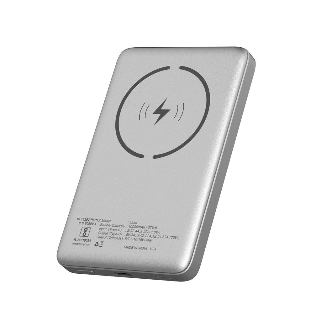 باور بانك RSILOU مغناطيسي لاسلكي بسعة 10000 مللي أمبير، قدرة 20 واط، بمنفذ USB-C أبيض