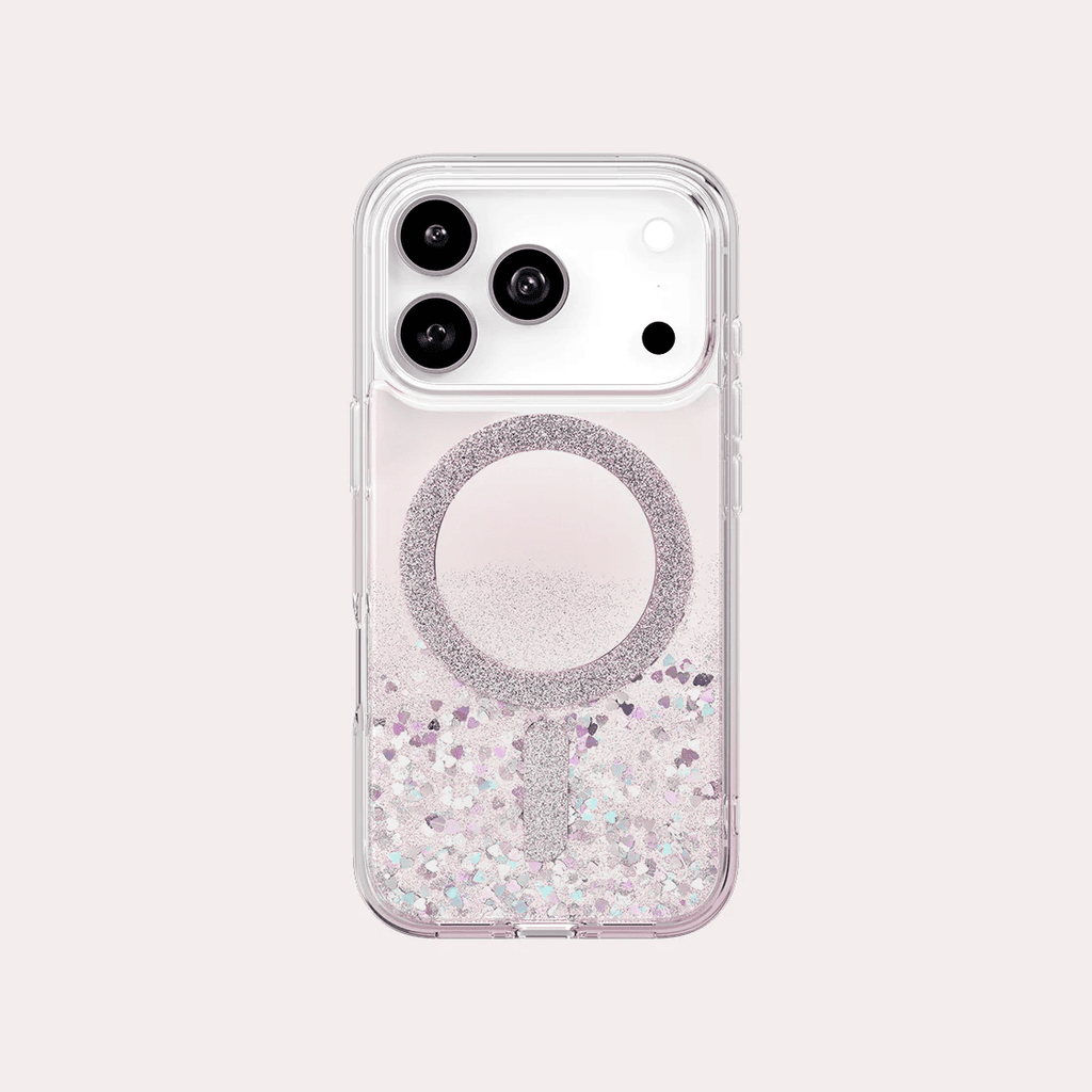 Uniq COEHL SOLÉA iPhone 17 Pro MagClick Magnetic Charging Compatible Glitter Hearts