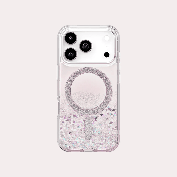Uniq COEHL SOLÉA iPhone 17 Pro MagClick Magnetic Charging Compatible Glitter Hearts