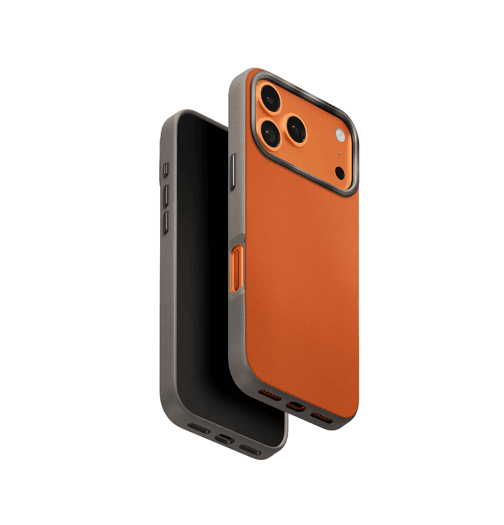 Uniq Lyden DS Dual-Tone Premium Leatherette Case for iPhone 17 Pro Max Flame /Flint Grey