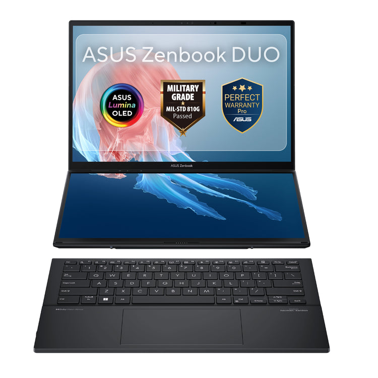 ASUS Zenbook Duo G16، Core Ultra 9 285H، رام 32GB، SSD ، Intel Arc، شاشة 14" FHD، Windows 11، UX8406CA-QL319W، رمادي Inkwell