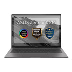 لابتوب ASUS Zenbook S 14 معالج Intel® Core™ Ultra 7 355، ذاكرة 32 جيجابايت، سعة 1 تيرابايت SSD، بطاقة Intel® Graphics، شاشة 14 بوصة 3K OLED، ويندوز 11، رمادي Antrim
