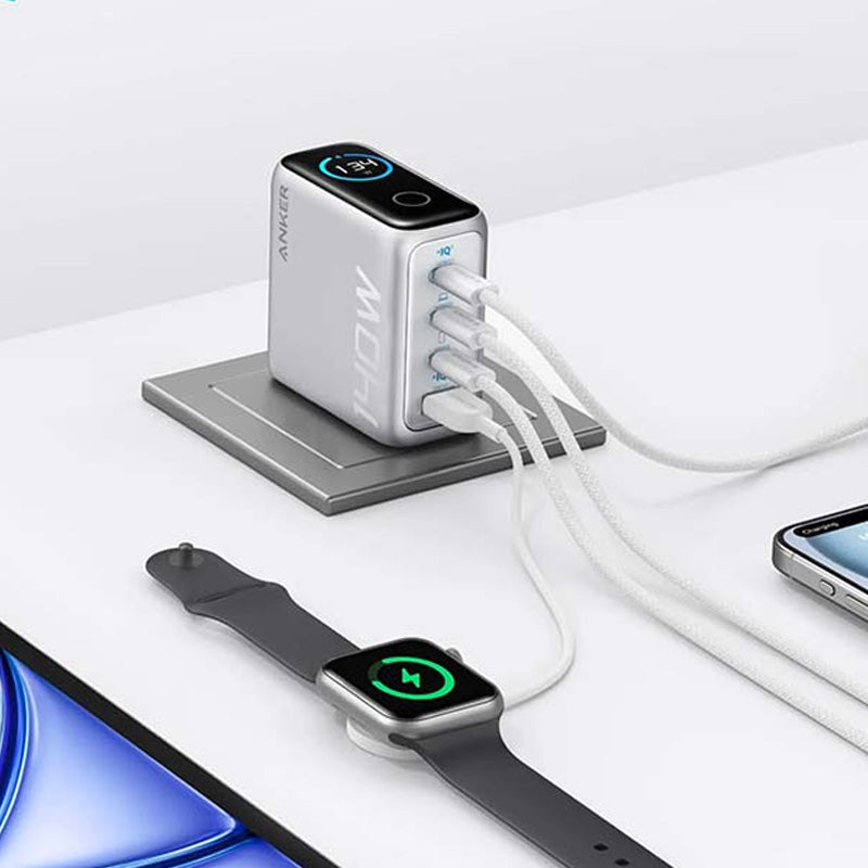 أنكر شاحن منزلي سريع 140 واط PD-C 3 منافذ مع كابل USB-C