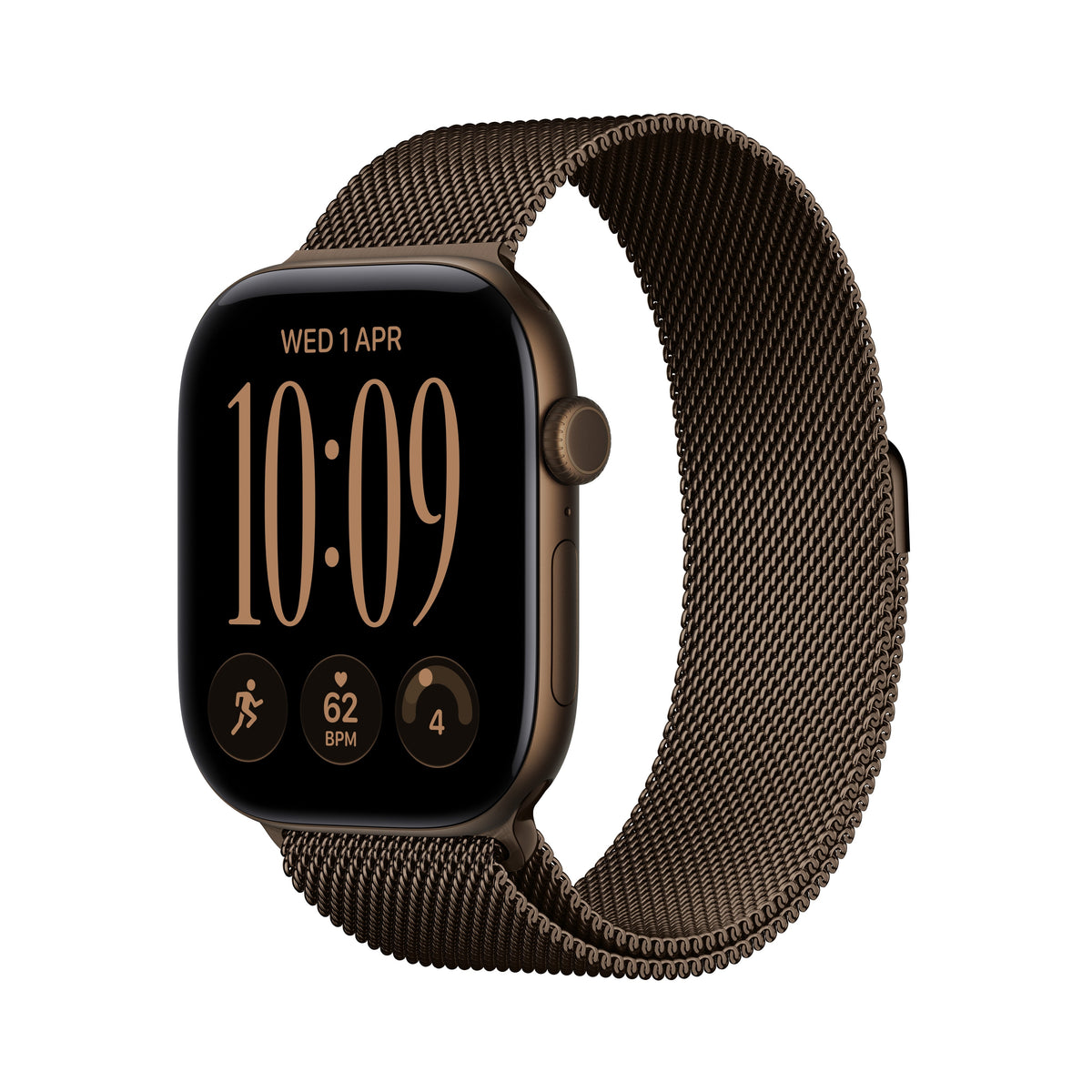 Apple Watch Series 12 GPS 46mm Dark Aluminum Case with Dark Bronze Milanese Loop M/L