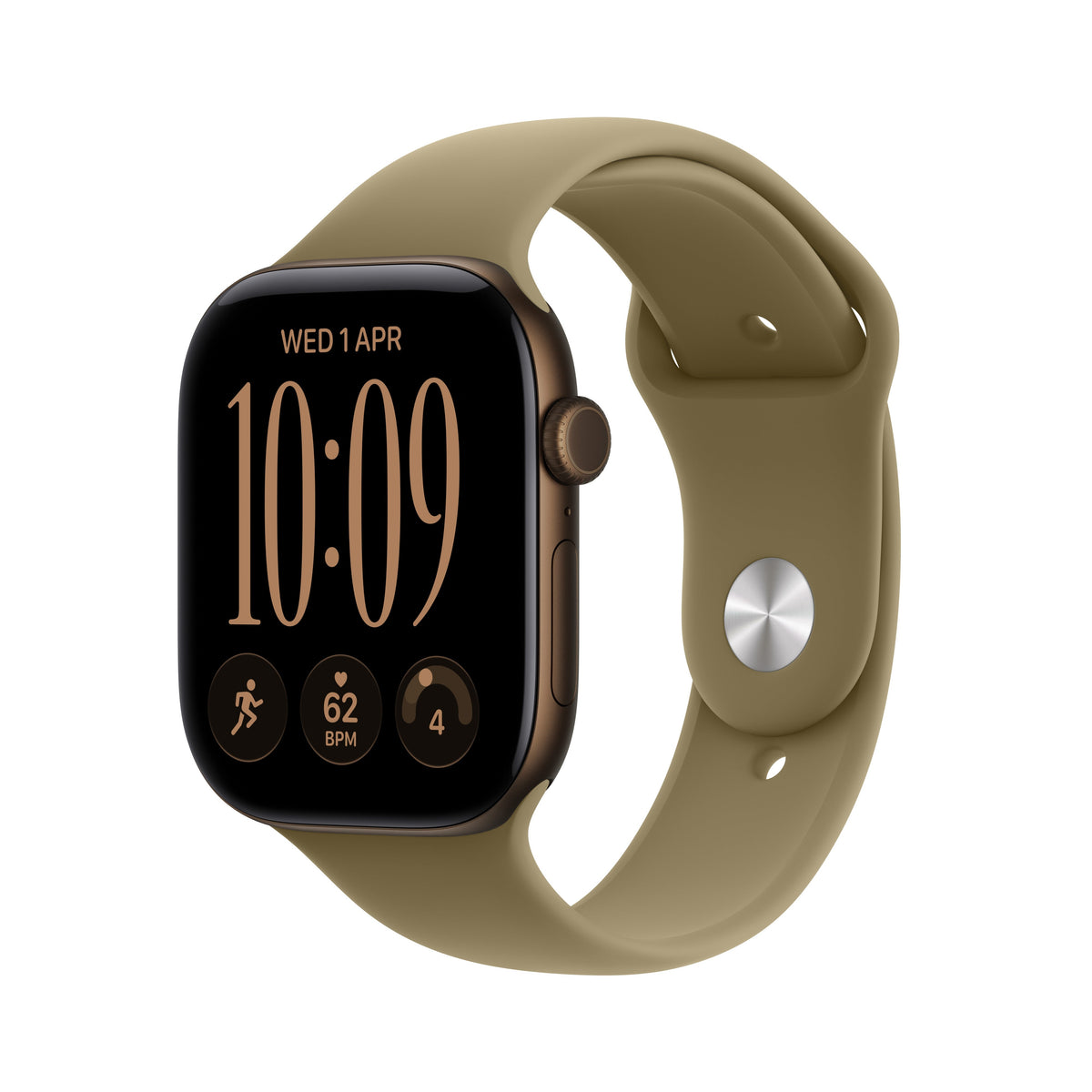 Apple Watch Series 12 GPS 46mm Dark Aluminum Case with Olive Sport Band M/L