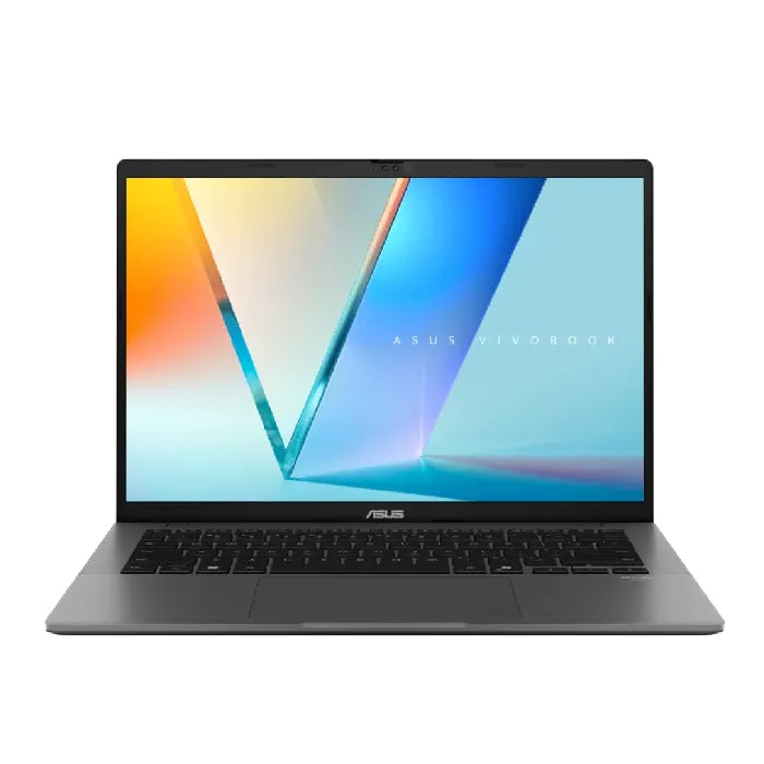 لابتوب ASUS Vivobook S14 معالج Intel® Core™ Ultra 7 355، ذاكرة 16 جيجابايت، سعة 512 جيجابايت SSD، بطاقة Intel® Graphics، شاشة 14 بوصة WUXGA، ويندوز 11، رمادي مطفي