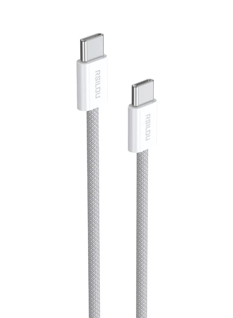 كابل شحن سريع Rsilou USB-C إلى USB-C بقدرة 60 واط بطول 1 متر، R2028-001 أبيض