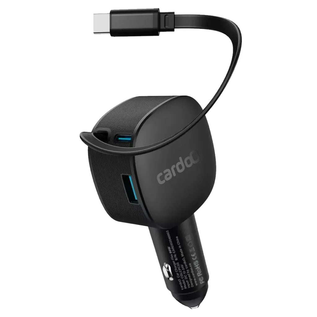 شاحن سيارة Cardoo بقوة 60 وات PD مع منفذ USB-C أسود