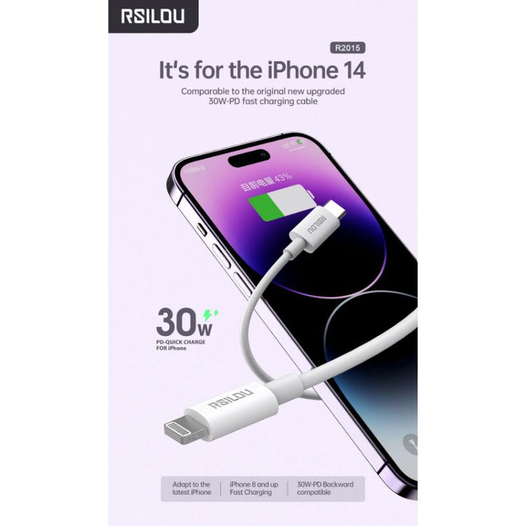 كابل رسيلو من تيب سي إلى لايتنينج 30 واط 100 سم R2015-001