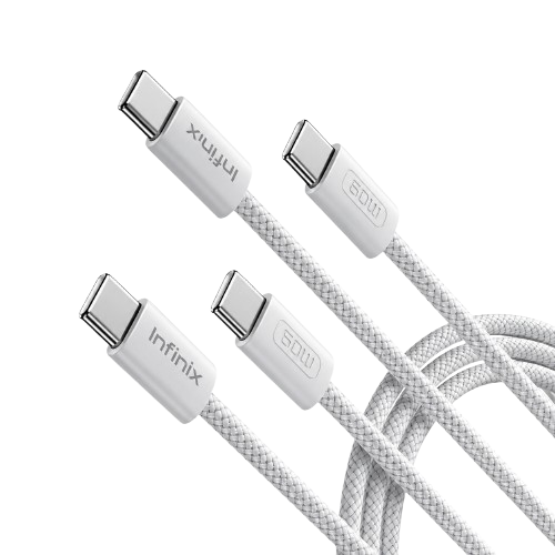 كابل Infinix USB Type-C إلى USB Type-C بقدرة 60 واط أبيض