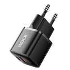 شاحن حائط أي لوك بمنفذ تايب سي PD + منفذ يو اس بي QC3.0 بقوة 30 وات شحن سريع أسود
