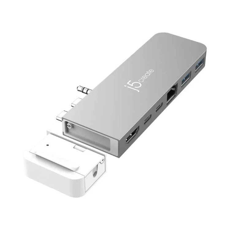 j5create -مجموعة MagSafe محول من Type-C إلى (HDMI-4K + منفذي USB 3.0 + منفذي Type-C + منفذ صوت)- JCD395