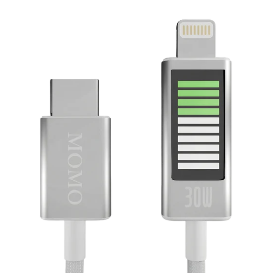 كابل MOMO USB Type-C إلىLightning للشحن السريع 30 واط بطول 1.2 متر أبيض