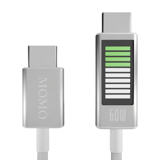 كابل MOMO USB Type-C إلى USB Type-C للشحن السريع 60 واط بطول 1.2 متر أبيض