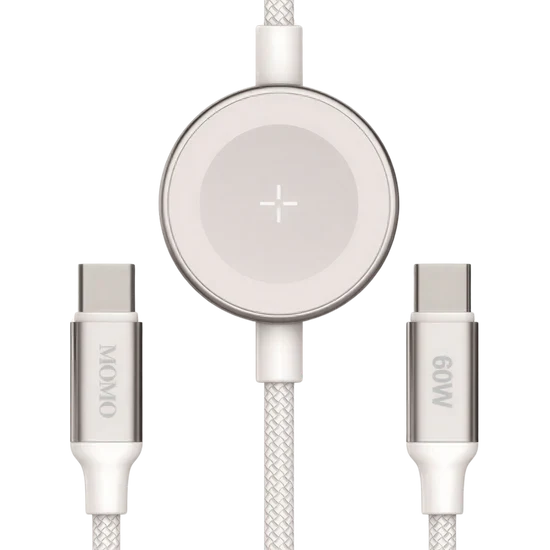 كابل MOMO USB Type-C إلى USB Type-C للشحن السريع بطول 1.2 متر أبيض