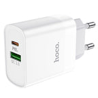 شاحن حائط هوكو C80A بقدرة 20 وات PD بمنفذي USB-A وUSB-C أبيض