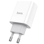 شاحن حائط هوكو C80A بقدرة 20 وات PD بمنفذي USB-A وUSB-C أبيض