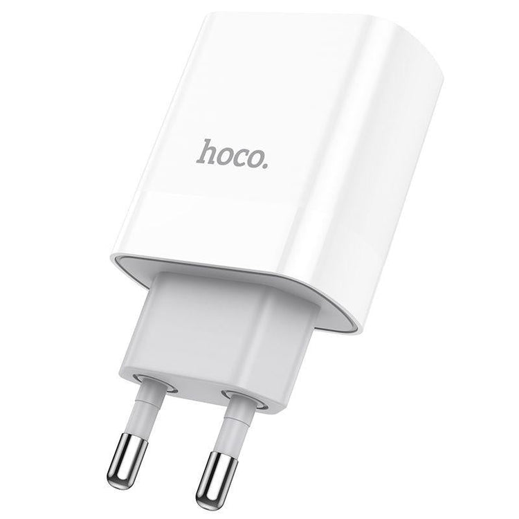 شاحن حائط هوكو C80A بقدرة 20 وات PD بمنفذي USB-A وUSB-C أبيض