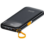 باور بانك اي لوك سلكي، 10000 مللي امبير، 3 منافذ، منفذ USB-A + منفذين USB-C + كابل USB-C مدمج + كابل لايتنينج مدمج اسود