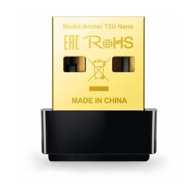 محول تي بي لينك Archer T2U نانو USB لاسلكي، اسود ذهبي AC600