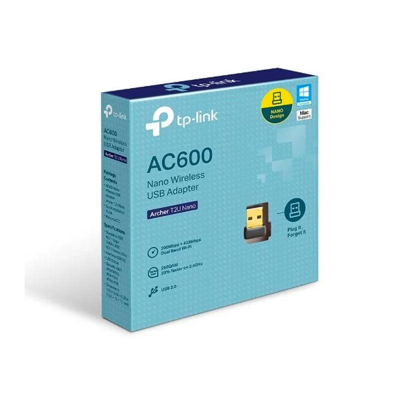 محول تي بي لينك Archer T2U نانو USB لاسلكي، اسود ذهبي AC600