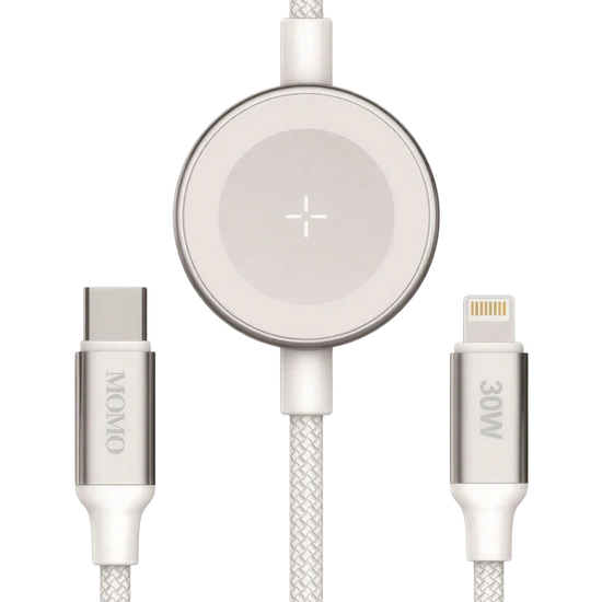 كابل MOMO USB Type-C إلى Lightning للشحن السريع بطول 1.2 متر أبيض