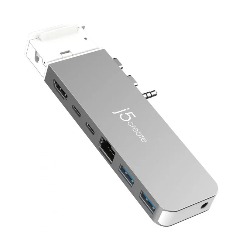 j5create -مجموعة MagSafe محول من Type-C إلى (HDMI-4K + منفذي USB 3.0 + منفذي Type-C + منفذ صوت)- JCD395