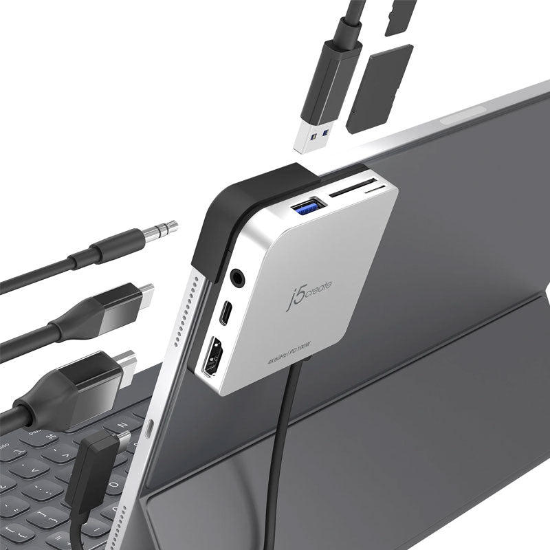 j5create قاعدة توصيل متنقلة بمنفذ USB-C™ إلى HDMI™ (بدقة 4K ومعدل تحديث 60 هرتز) لجهاز iPad Pro® JCD612