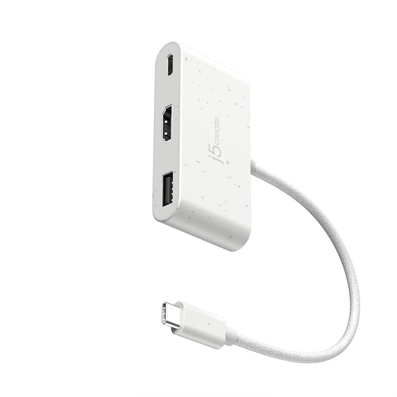 j5create منفذ USB-C® إلى HDMI™ ومنفذ USB™ من النوع A مع خاصية توصيل الطاقة JCA379EW