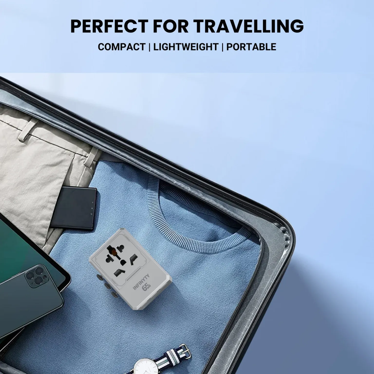 infyty ATLAS-65 Universal Travel Adapter Power Delivery 65W
