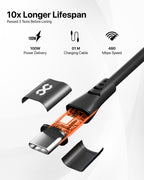 infyty DUO FLEX-I Silicone USB-C to USB-C Charging Cable 100W )