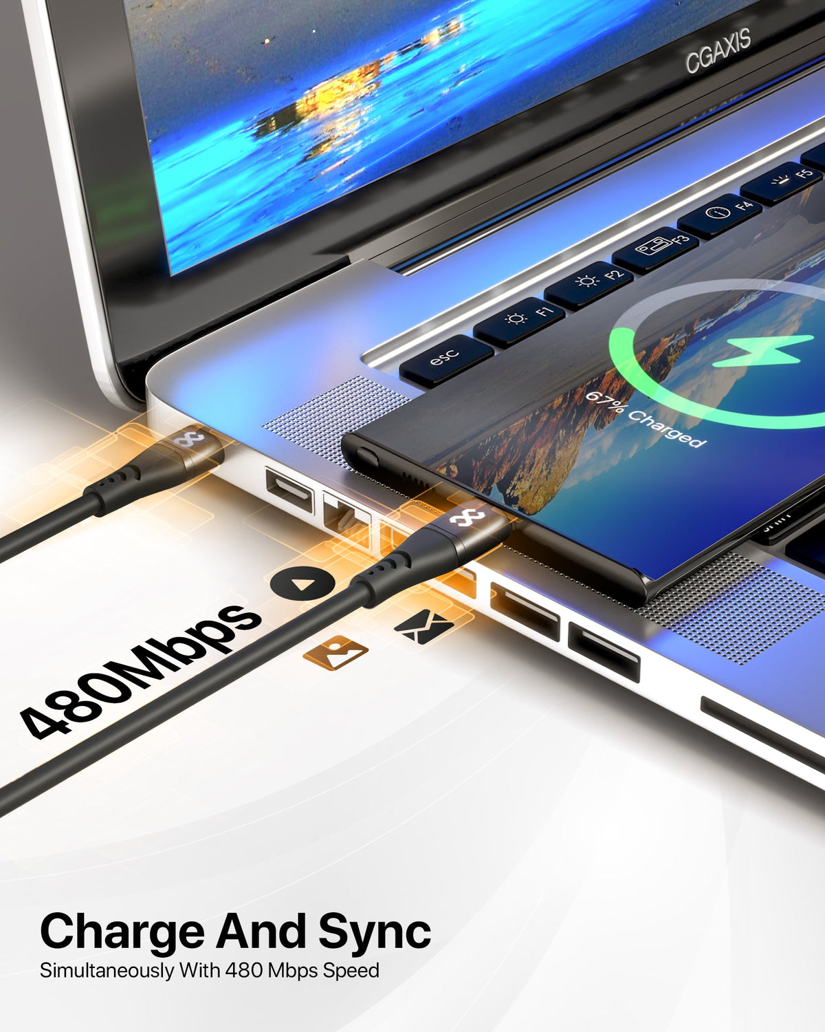 infyty DUO FLEX-I Silicone USB-C to USB-C Charging Cable 100W )