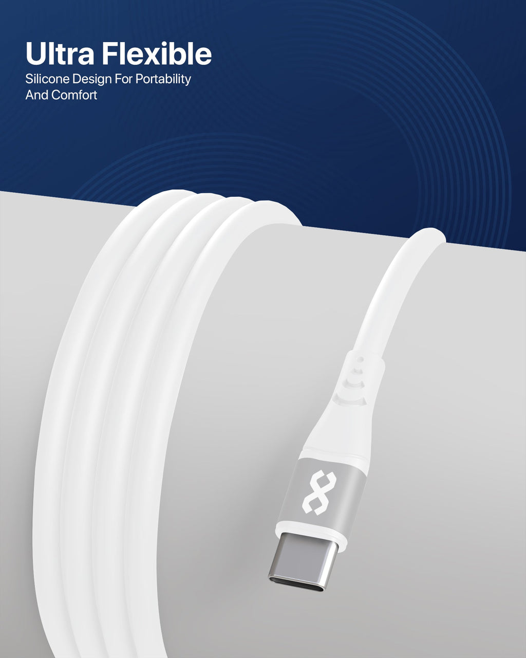 infyty DUO FLEX-I Silicone USB-C to USB-C Charging Cable 100W )