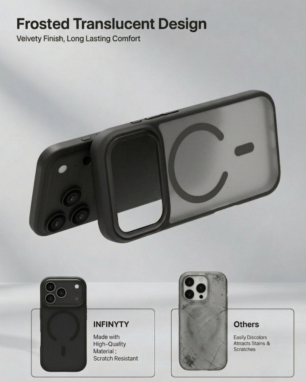 infyty MODO Frosted Soft Touch Case with Metallic Accents for iPhone 18 Pro Max