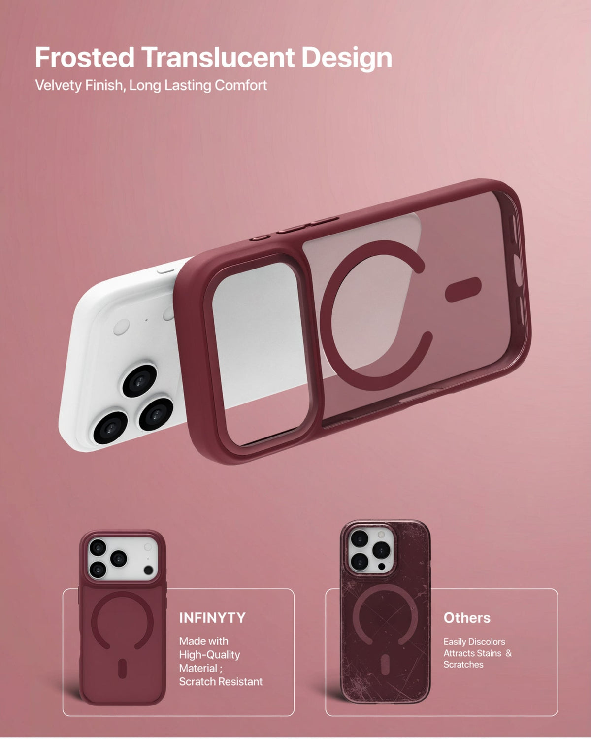 infyty MODO Frosted Soft Touch Case with Metallic Accents for iPhone 18 Pro Max