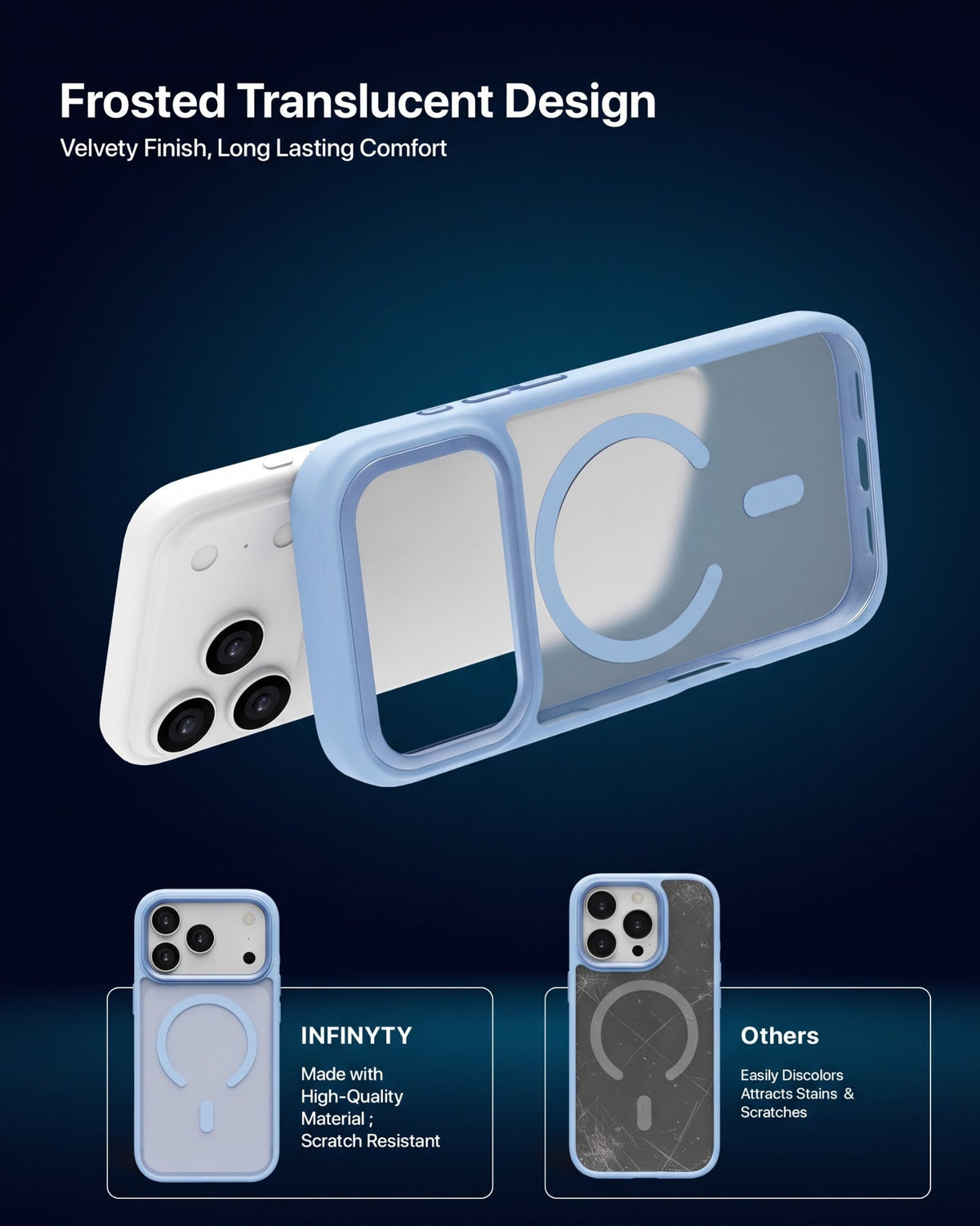 infyty MODO Frosted Soft Touch Case with Metallic Accents for iPhone 18 Pro Max
