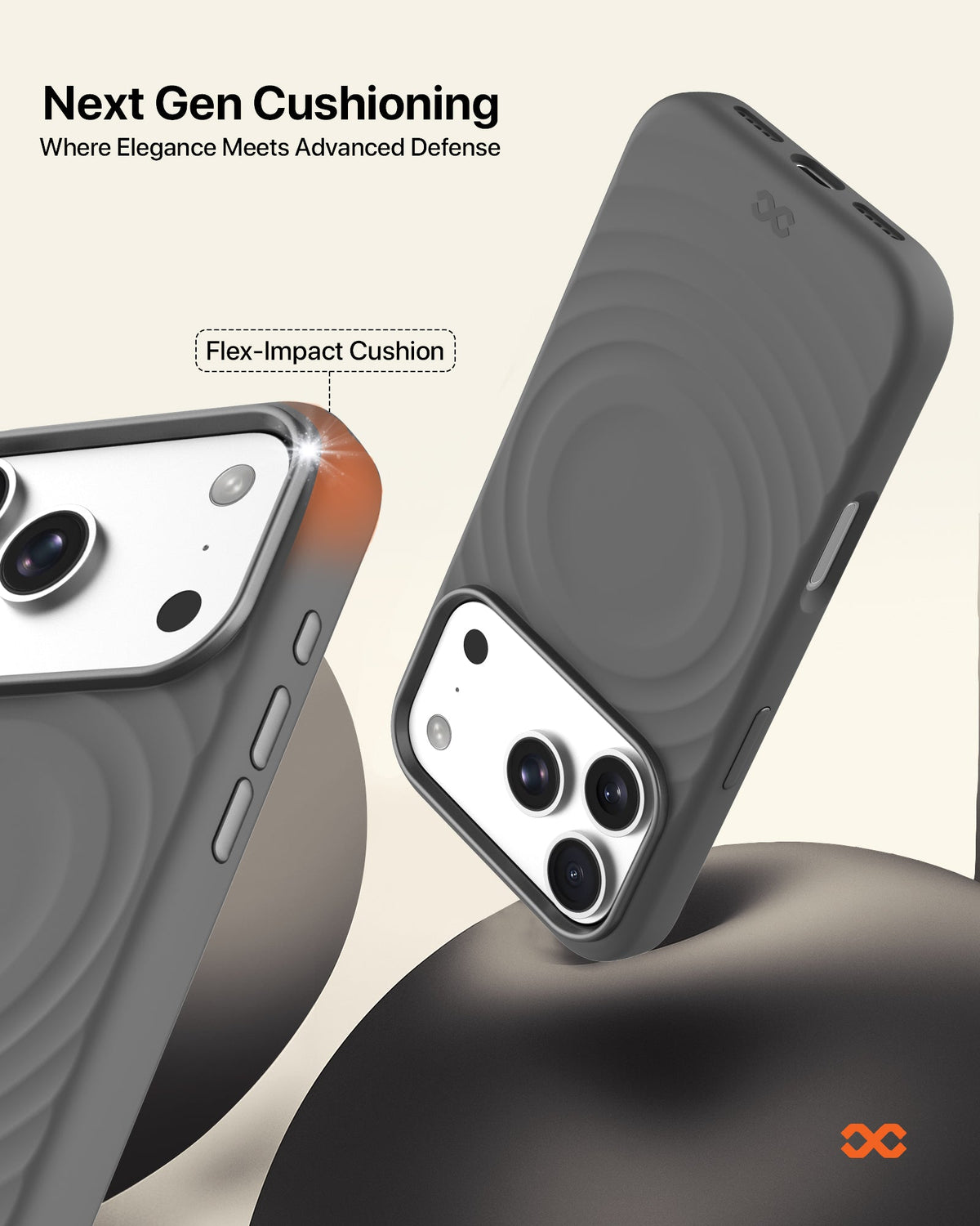 infyty QUIVERX Soft Silicone Ripple Case with Metallic Accents for iPhone 18 Pro
