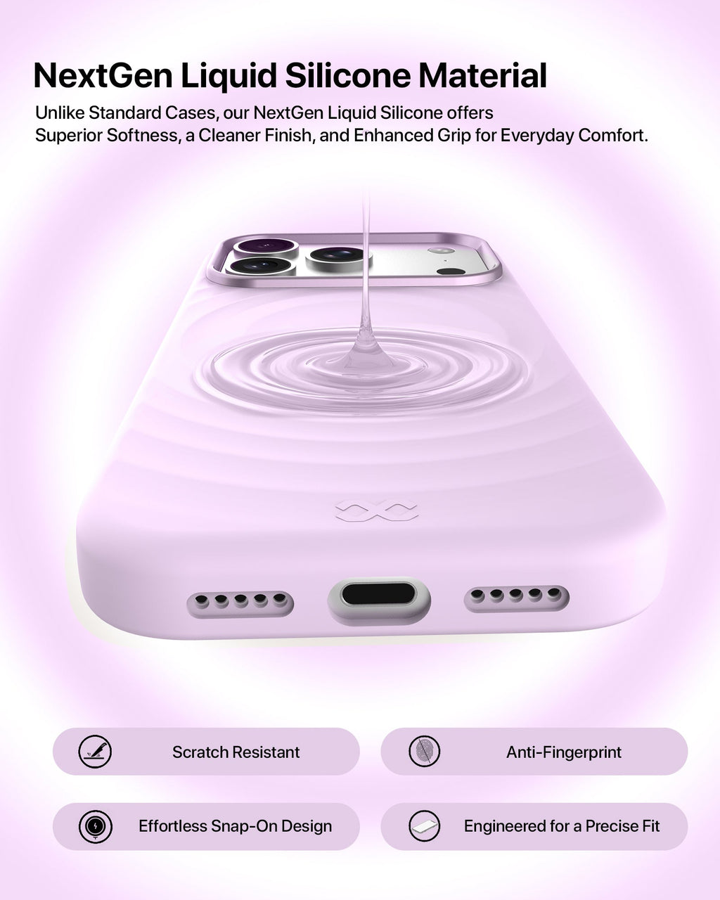 infyty QUIVERX Soft Silicone Ripple Case with Metallic Accents for iPhone 18 Pro
