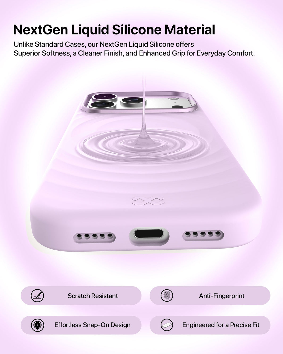 infyty QUIVERX Soft Silicone Ripple Case with Metallic Accents for iPhone 18 Pro