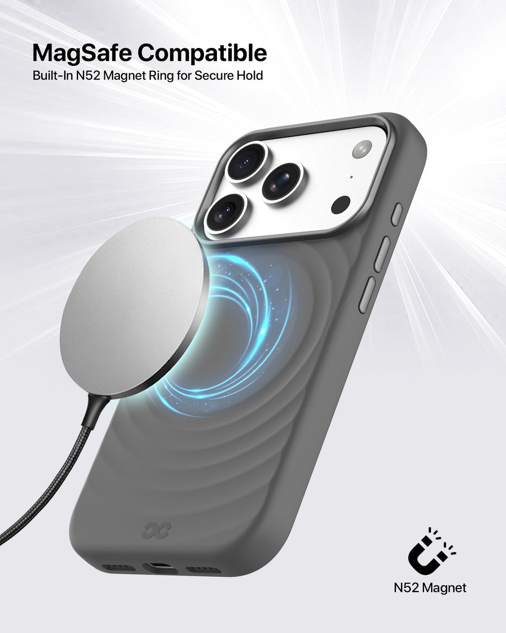 infyty QUIVERX Soft Silicone Ripple Case with Metallic Accents for iPhone 18 Pro Max