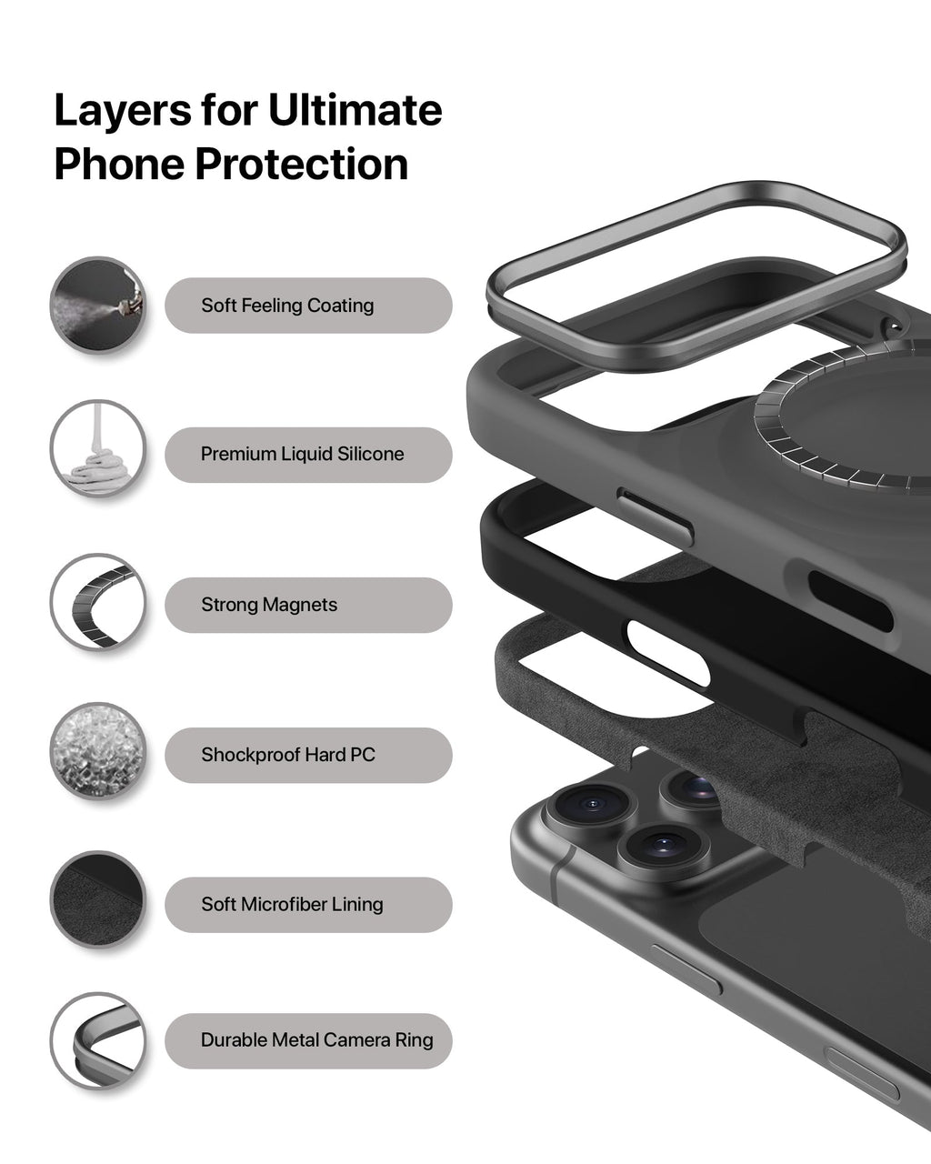 infyty QUIVERX Soft Silicone Ripple Case with Metallic Accents for iPhone 18 Pro Max