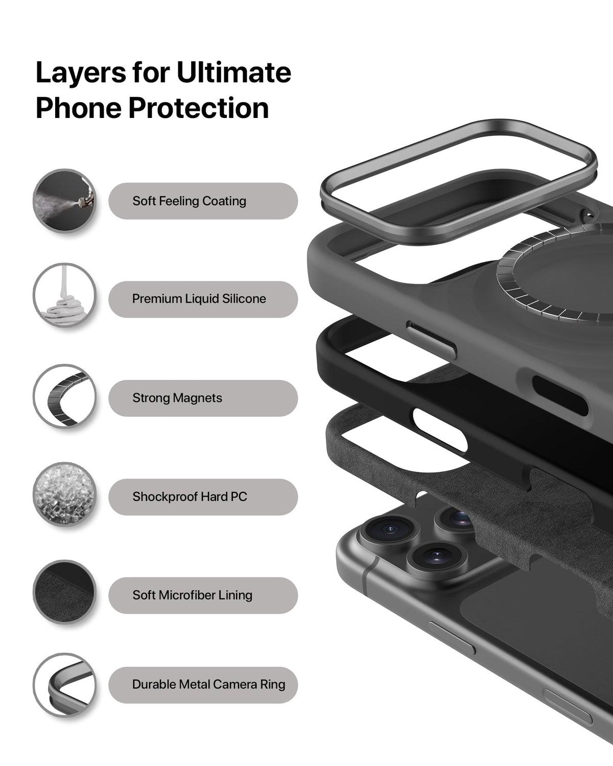 infyty QUIVERX Soft Silicone Ripple Case with Metallic Accents for iPhone 18 Pro Max