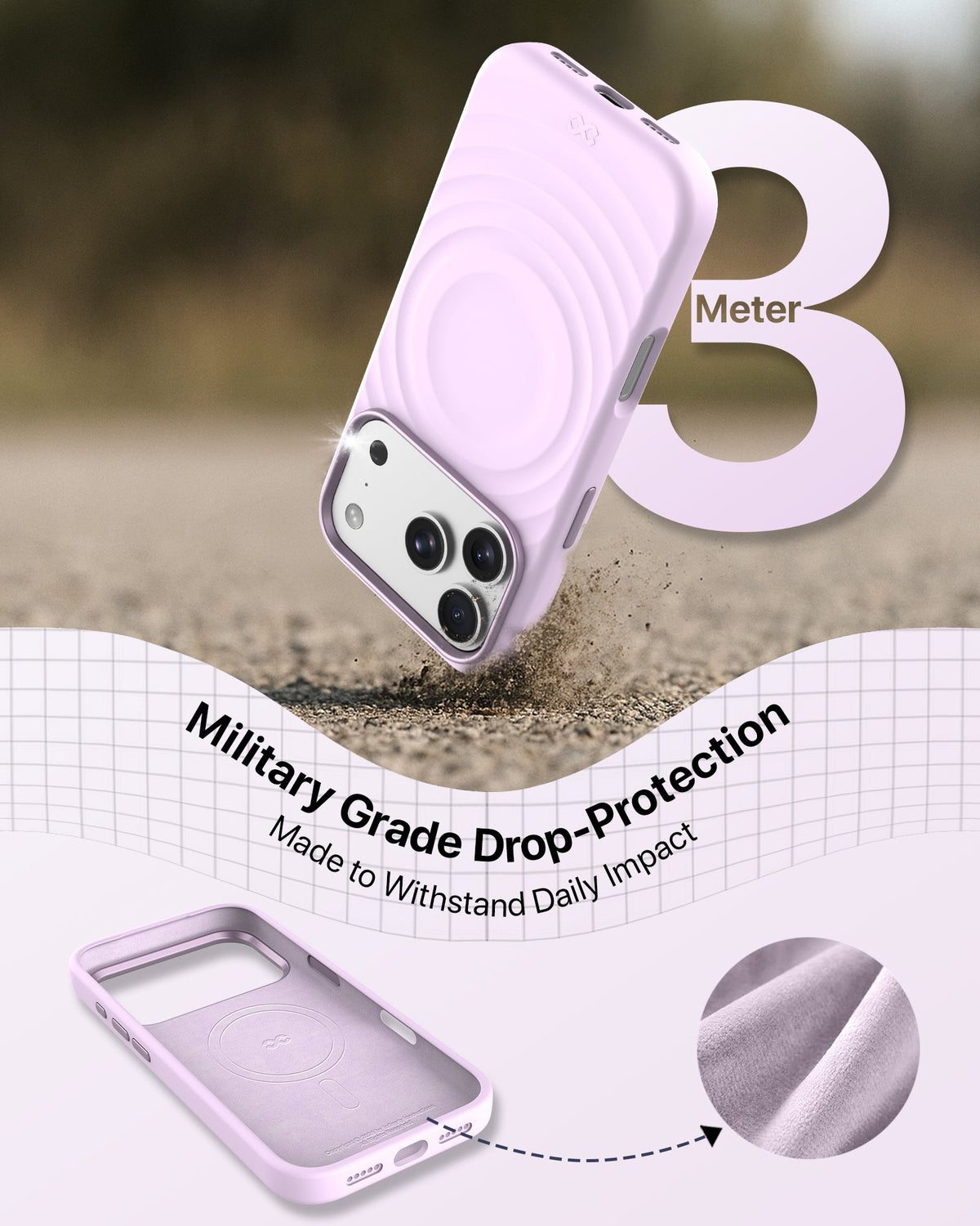 infyty QUIVERX Soft Silicone Ripple Case with Metallic Accents for iPhone 18 Pro Max